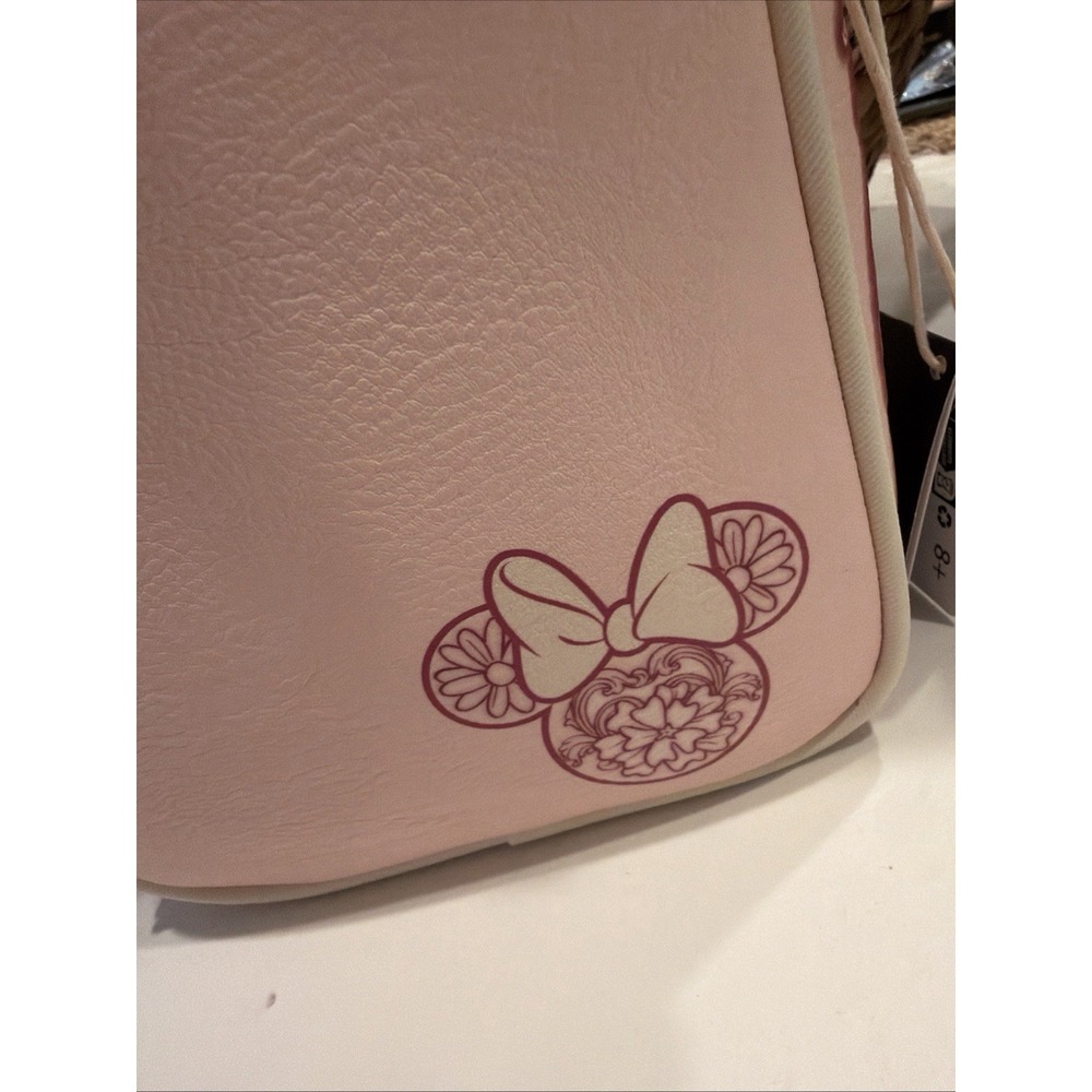 NEW Loungefly Disney Minnie Mouse Embossed Floral Ears Pink Crossbody Bag Purse - Picture 6 of 9